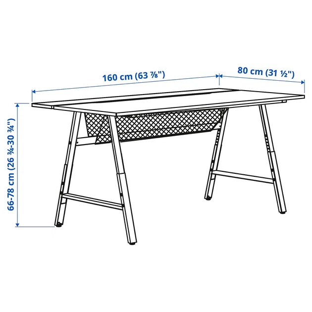 Геймерський стіл IKEA UTESPELARE, чорний, 160x80 см, 805.076.27 - зображення 7