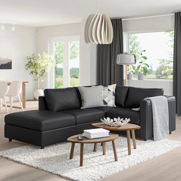 Кутовий диван IKEA VIMLE ВІМЛЕ, 3-місний, з вікритою секцією, ГРАНН, Бомстад чорний, 993.067.56 - изображение 3