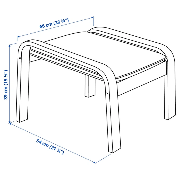 Підставка для ніг IKEA POÄNG ПОЕНГ, березовий шпон, ХІЛЛАРЕД бежевий, 991.978.37 - изображение 4