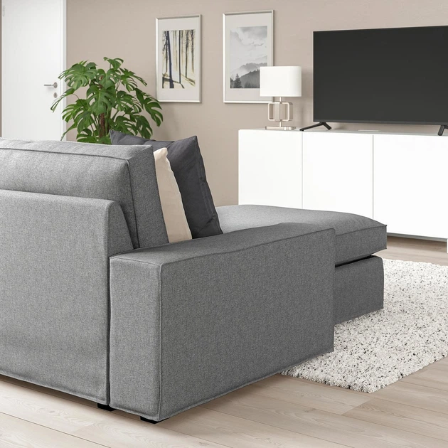 Кутовий диван 5o з шезлонгом IKEA KIVIK КІВІК, Tibbleby бежевий, сірий, 594.404.79 - изображение 14