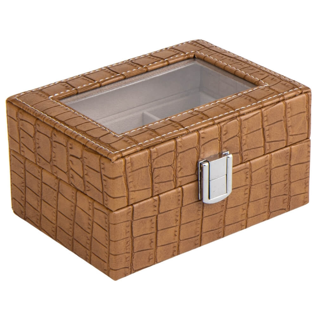 Бокс для хранения часов из кожа заменителя на 3 отдела 16х10х6см (беж ...