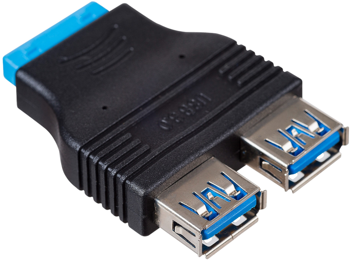 Adapter Akyga 2 x USB 3.0 Type-A - USB 3.0 19-pin Black (AK-CA-58) - obraz 1