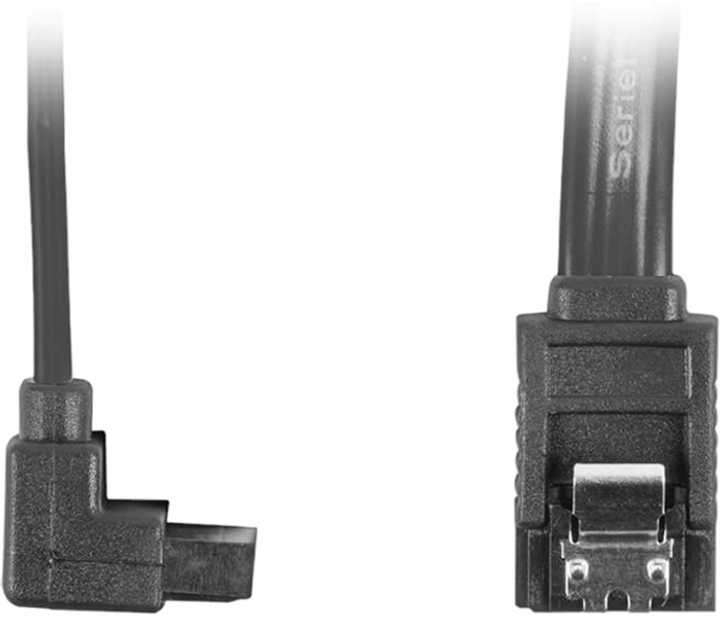 Kabel Lanberg SATA II metal clips F/F 0.5 m Black (CA-SASA-14CU-0050-BK) - obraz 1