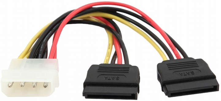 Кабель Lanberg Molex - 2 x SATA M/F 0.3 м Black (CA-HDSA-11CU-0030) - зображення 1