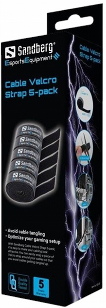 Кабельні стяжки Sandberg Esports Equipment 5 шт Black (5705730520334) - зображення 1