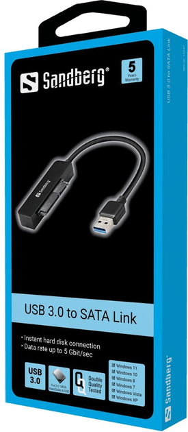 Адаптер Sandberg USB Type-A - SATA Black (5705730133879) - зображення 2