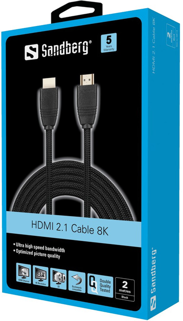 Kabel Sandberg HDMI - HDMI 2 m Black (5705730509148) - obraz 2