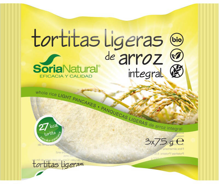 Безглютенові коржі Soria Natural Brown Rice S-Gluten Bio 3 x 7.5 г (8422947805302) - зображення 1