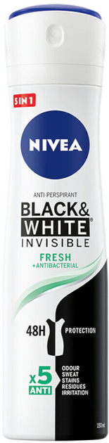 Antyperspirant NIVEA Black and White niewidzialna świeżość w sprayu 48 godzin 150 ml (5900017055732) - obraz 1