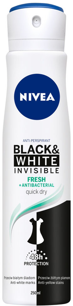 Антиперспірант NIVEA Black and White Invisible Fresh в спреї 250 мл (5900017055756) - зображення 1