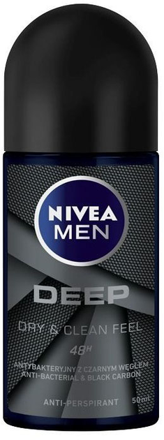 Антиперспірант NIVEA Deep antybakteryjny з активованим вугіллям кульковий для чоловіків 50 мл (42354925) - зображення 1
