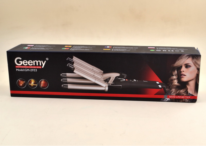 Плойка для волос Geemy GM-2933 на 5 волн для создания обьема Черно-золотистая (10845) - изображение 3