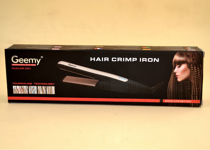Плойка для создания гофре Geemy GM-2955 с турмалиновым покрытием Черный ...