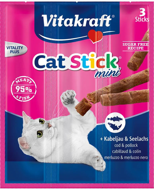 Patyczek dla kotów Vitakraft Cat Stick with Cod and Coalfish 3 szt 18 g (4008239240033) - obraz 1
