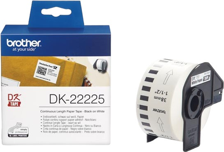 Етикеточна стрічка Brother DK-22225 38 mm x 30 m Black/White (DK-22225) - зображення 1