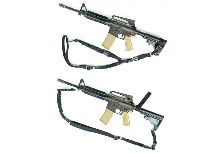 Ремінь збройовий одноточковий - двохточковий універсальний із дод. кріпленням на приклад Чорний - изображение 1