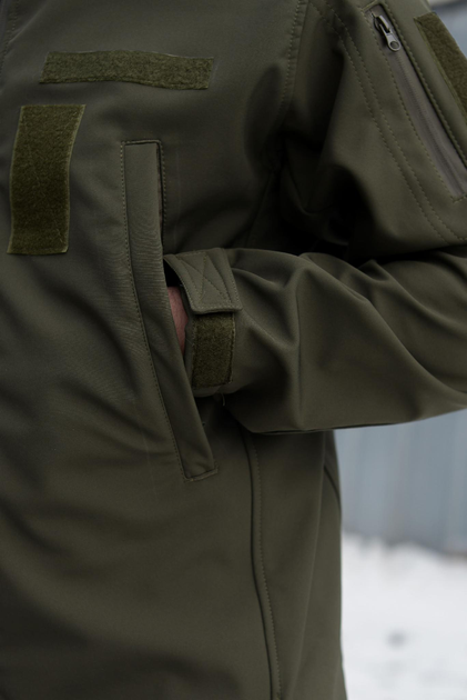Тактична чоловіча куртка Soft shell на блискавці з капюшоном водонепроникна M олива 00084 - зображення 2