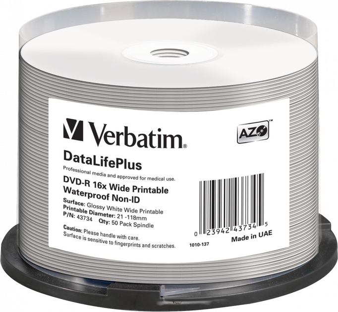 Dyski Verbatim 43734 DVD-R 4.7 GB 16x Spindle 50 szt. (0023942437345) - obraz 1