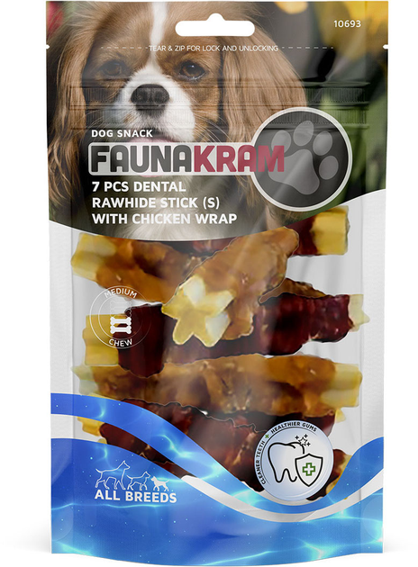 Patyczek dentystyczny dla psów Faunakram Grain Free with Chicken S 7 szt 110 g (5714736001297) - obraz 1