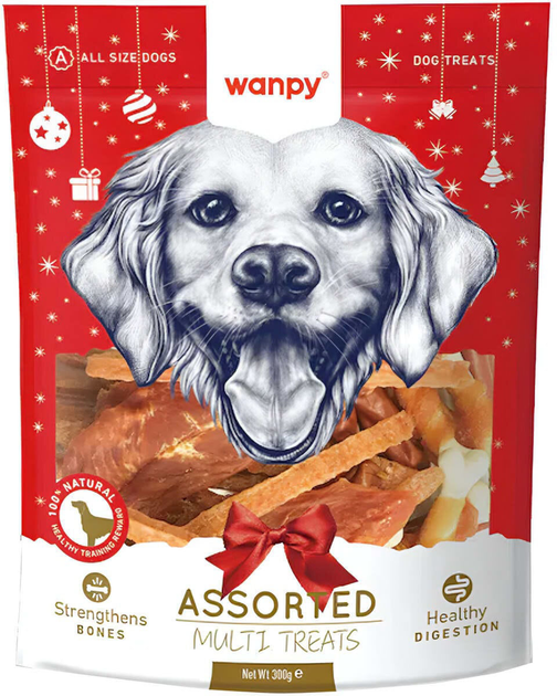 Ласощі для собак Wanpy Mix Chicken Jerky Christmas Treats 300 г (6927749813002) - зображення 1