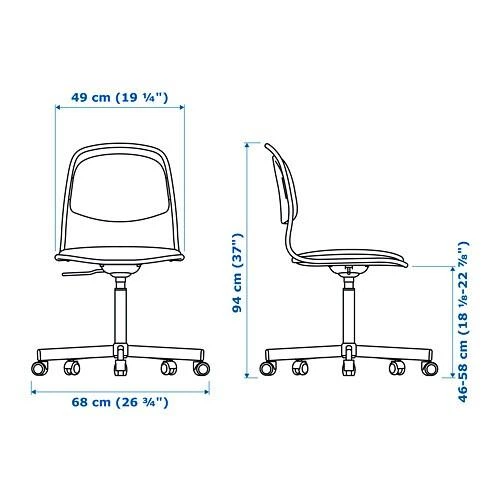 Обертовий стілець IKEA ÖRFJÄLL ОРФЬЄЛЛЬ, білий, ВІССЛЕ жовто-зелений, 094.160.28 - изображение 14