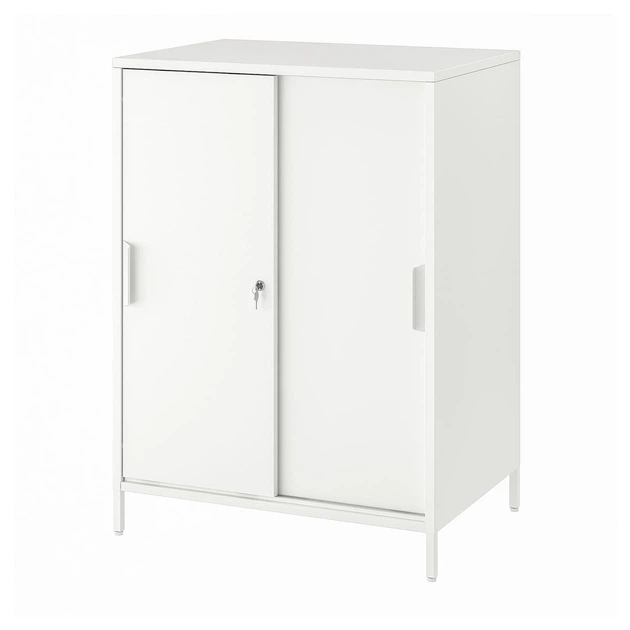 Шкаф с раздвижными дверцами ИКЕА TROTTEN белый, 80x55x110см 604.747.60 - изображение 3