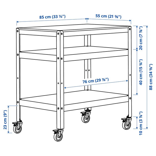 Візок IKEA BROR, чорний, соснова фанера, 85х55 см, 603.338.50 - Фото 14 Візок IKEA BROR, чорний, соснова фанера, 85х55 см, 603.338.50 - изображение 14