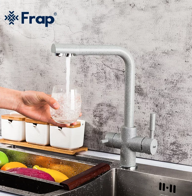 Смеситель для кухни Frap F4352-22 с подключением к фильтру, серый - изображение 3