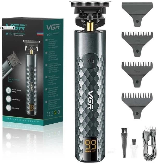 Машинка для стрижки VGR V-077 бездротова / USB / змінні насадки / триммер - зображення 3
