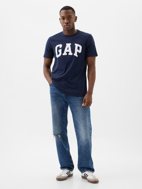 T-shirt męski bawełniany długi GAP 856659-04 S Granatowy (1200132689442) - obraz 3