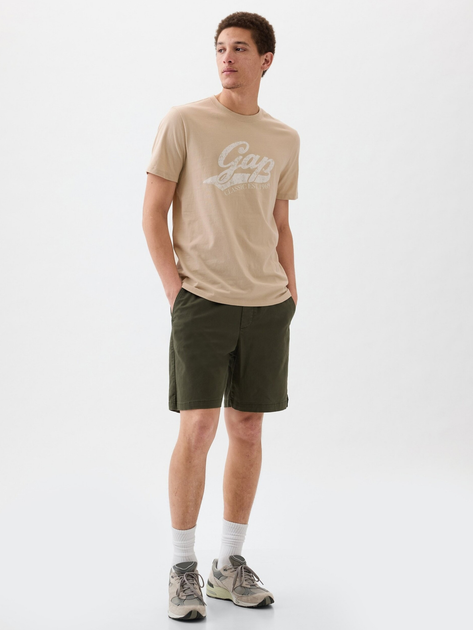 T-shirt męski bawełniany długi GAP 866779-00 S Beżowy (1200132693432) - obraz 3