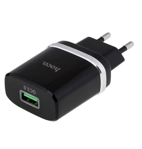 Адаптер мережевий Hoco Smart FCP / AFC C12Q |1USB, 3A, 18W, QC3.0| чорний - зображення 2