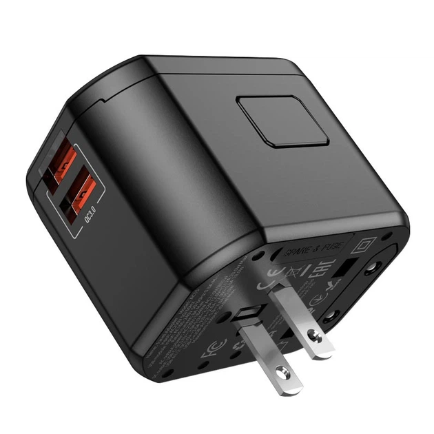 Перехідник для розеток HOCO Walker three-port PD20W universal conversion charger AC15 |2USB/Type-C| чорний - Фото 4 Перехідник для розеток HOCO Walker three-port PD20W universal conversion charger AC15 |2USB/Type-C| чорний - зображення 4