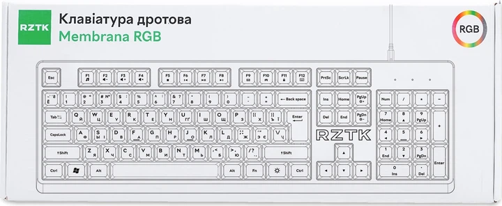 Клавиатура проводная RZTK Membrana RGB USB Black - Фото 13 Клавиатура проводная RZTK Membrana RGB USB Black - изображение 13