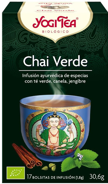 Herbata Yogi Tea Chai Verde 17 torebek x 30 g (4012824400740) - obraz 1