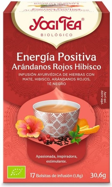 Herbata Yogi Tea Energia Positiva Arandanos Hibisco 17 torebek x 1.8 g (4012824402201) - obraz 1