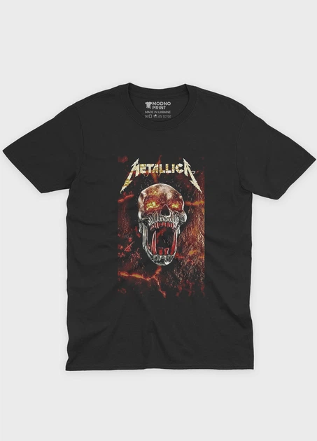 Жіноча футболка MODNO з рок принтом "Metallica" M Чорний (TS001-3-BL-004-2-216-F) - Фото 1 Жіноча футболка MODNO з рок принтом "Metallica" M Чорний (TS001-3-BL-004-2-216-F) - зображення 1