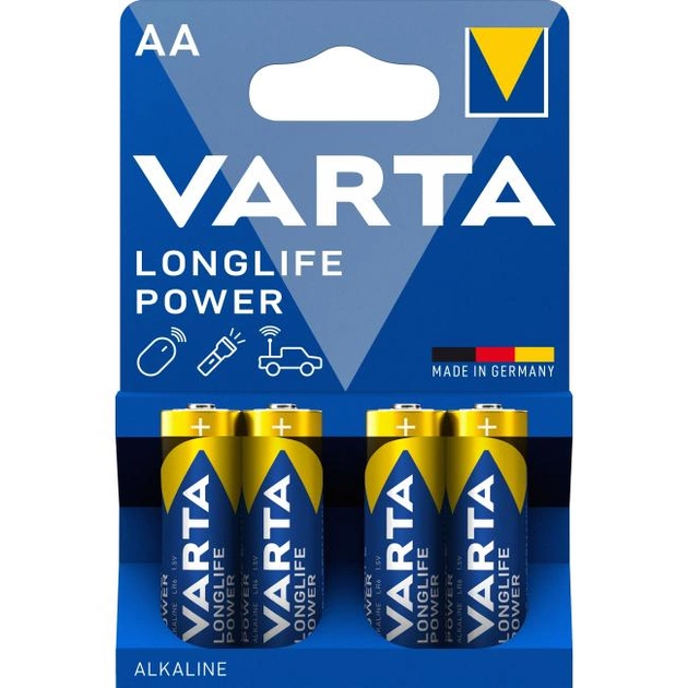 Батарейка Varta Longlife Power BLI 4 Alkaline AA (4008496559435) - зображення 1
