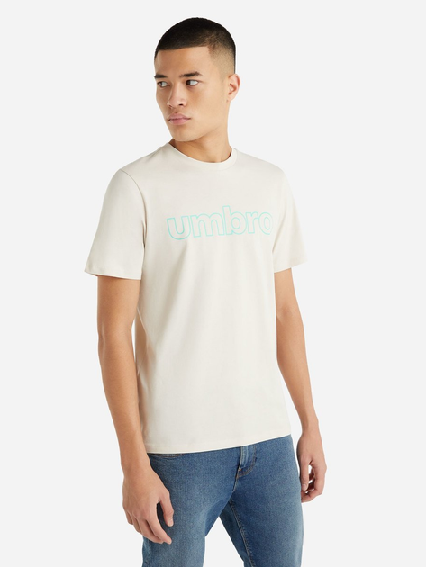 Акція на Футболка бавовняна Umbro Linear Logo Graphic Tee 66435U-MBR M Світло-пісочна від Rozetka