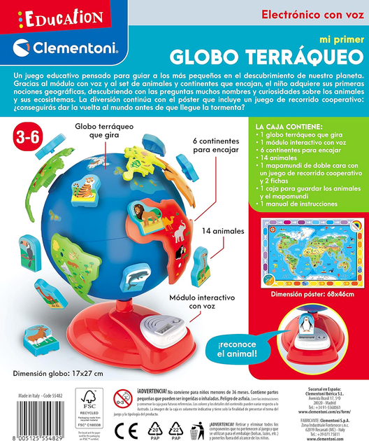 Інтерактивний глобус Clementoni со звуками и фигурами животных (8005125788231) - зображення 2