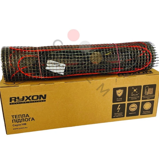 Нагрівальний мат Ryxon HM (Латвія) 200 W/m² тепла підлога під плитку 0,5 м² - зображення 3