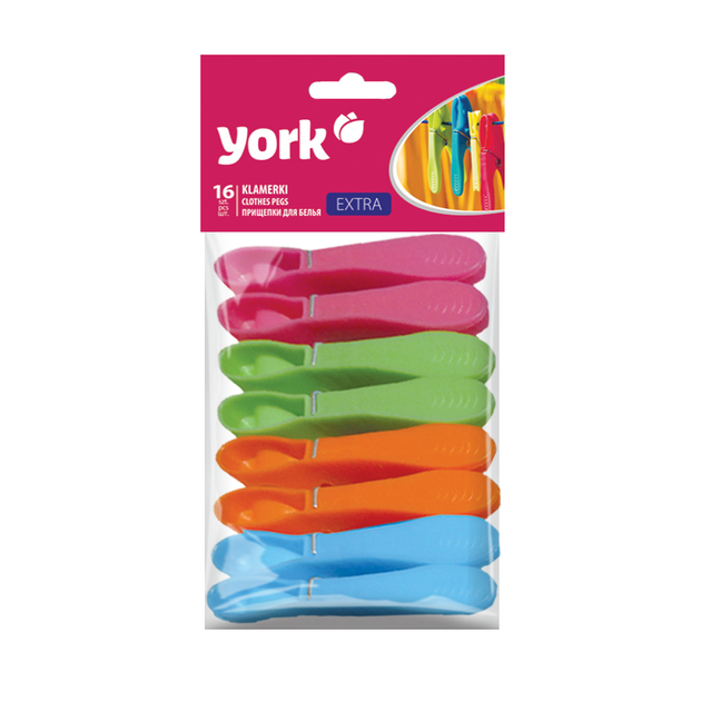 Прищіпки York 16 шт різнокольорові - Фото 1 Прищіпки York 16 шт різнокольорові - зображення 1