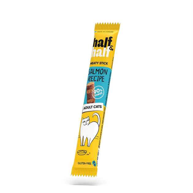 Упаковка лакомств для кошек Half&Half в форме мясных палочек с лососем, уткой и индейкой 5 г х 9 шт (2700000037201) - изображение 2