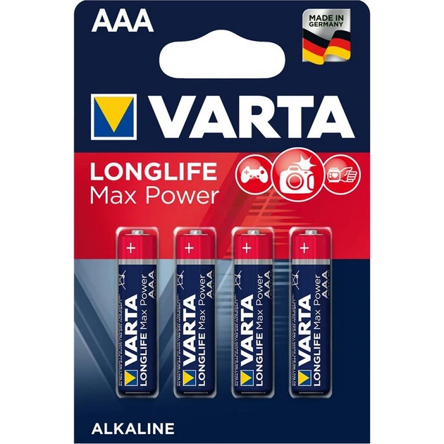 Батарейка VARTA MAX T./LONGLIFE MAX POWER AAA BLI 4 ALKALINE * (734) 4шт. - Фото 1 Батарейка VARTA MAX T./LONGLIFE MAX POWER AAA BLI 4 ALKALINE * (734) 4шт. - изображение 1