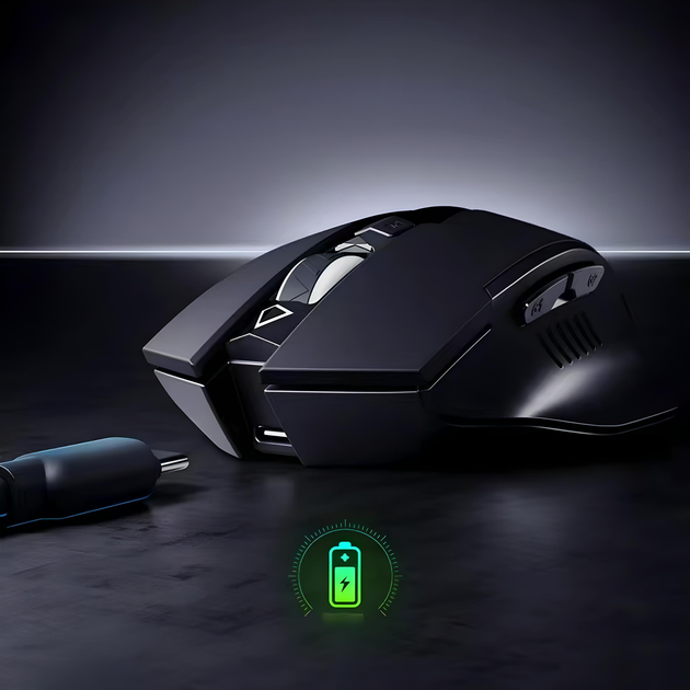 Мышь беспроводная INPHIC F1 с подключением USB 2.4G, аккумулятором, индикатором заряда и 2400 DPI, mate black - изображение 5