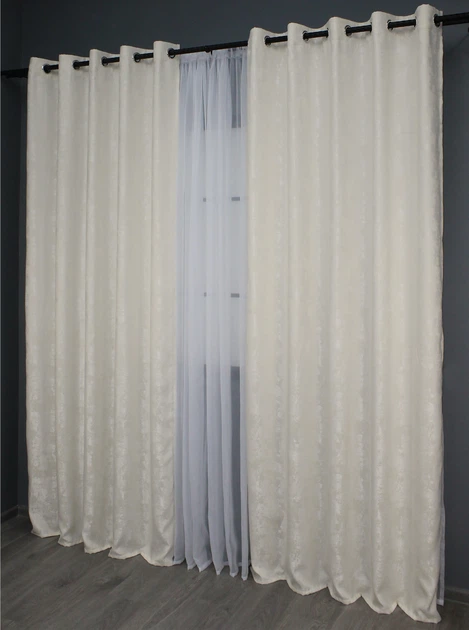 Комплект штор на люверсах VR-Textil Жаккард Sultan YL № 1294ш 150х250 см 2 шт Молочный (37-0035) - изображение 5