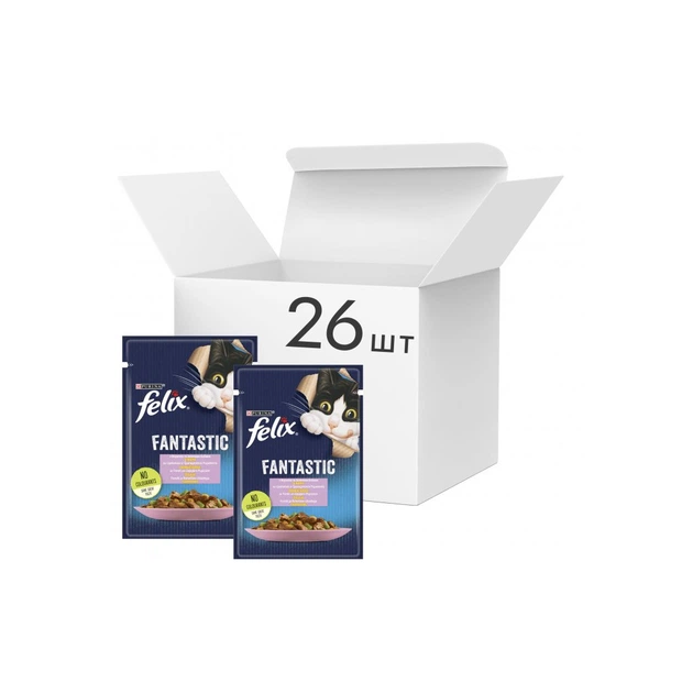 Влажный корм для кошек Purina Felix Fantastic с форелью и зелеными бобами в желе 85 г (7613039841617) - изображение 2