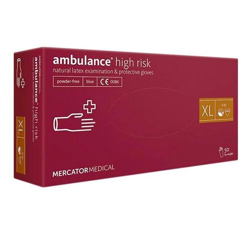 Рукавиці Ambulance High Risk латексні XL 50 шт. Сині (105350) - зображення 1