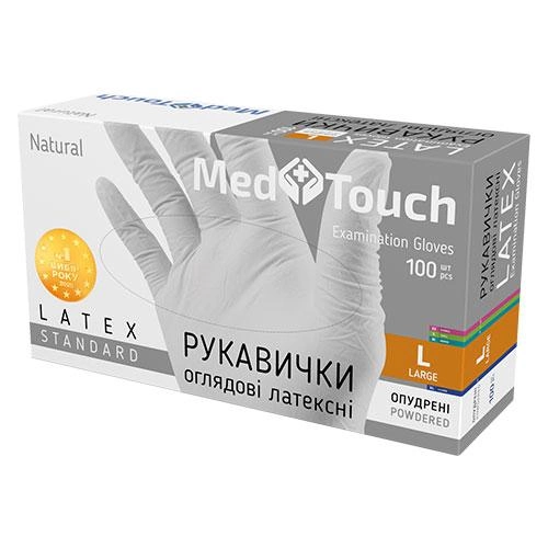 Перчатки MedTouch латексные с пудрой L 100 шт. Белые (10520051) - изображение 1