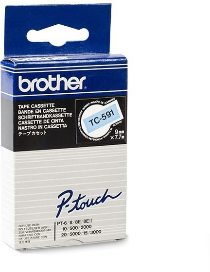Етикеточна стрічка Brother P-Touch TC-591 9 мм 7.7 м Black/Blue (4977766050746) - зображення 1